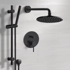 Matte Black Rain Shower System with Handheld, Rain Shower Head, Shower Faucet Set